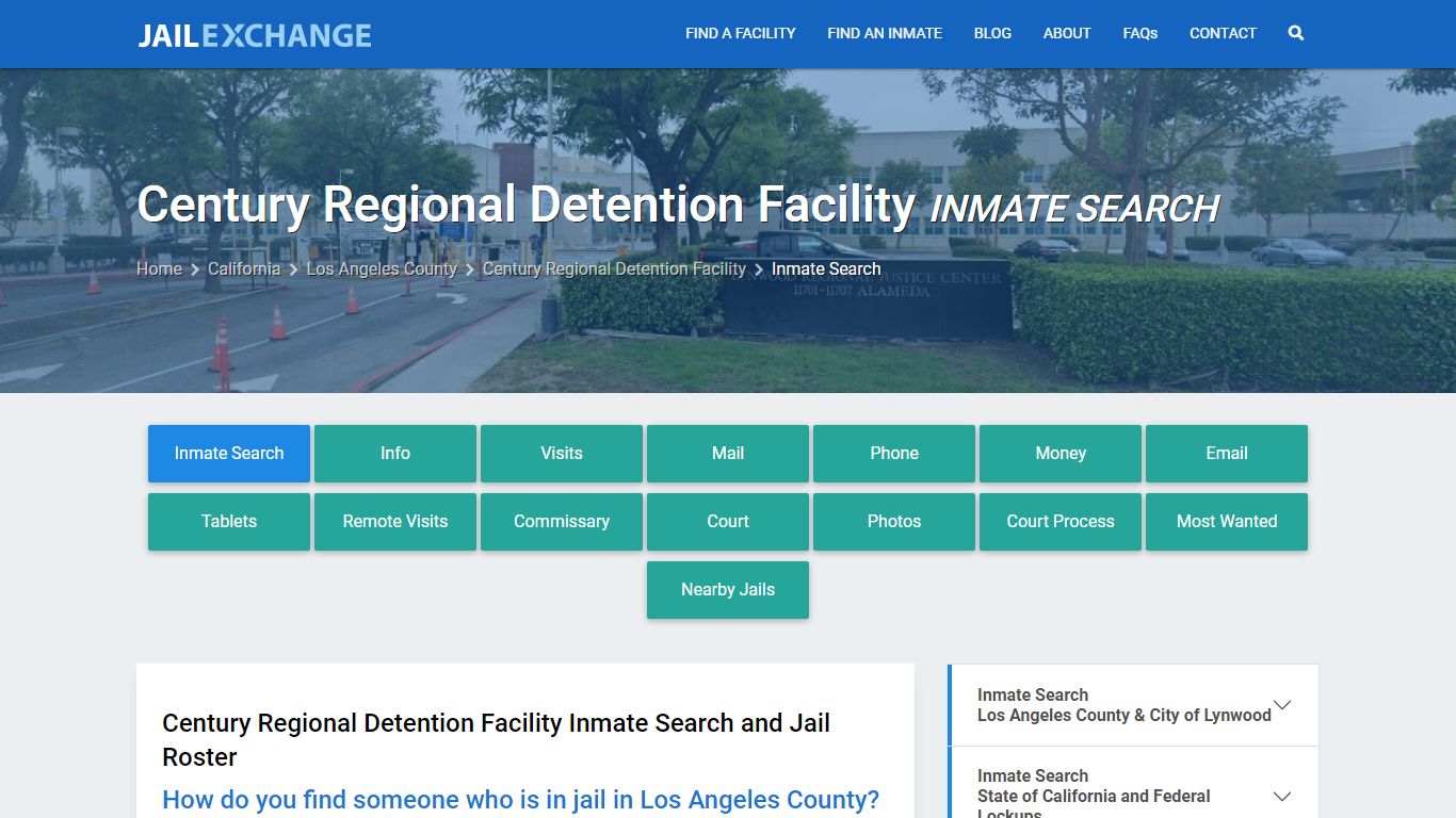 Century Regional Detention Facility Inmate Search - Jail Exchange
